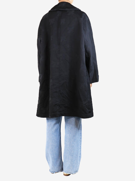 Black double-breasted bow jacquard coat - size S alternate image