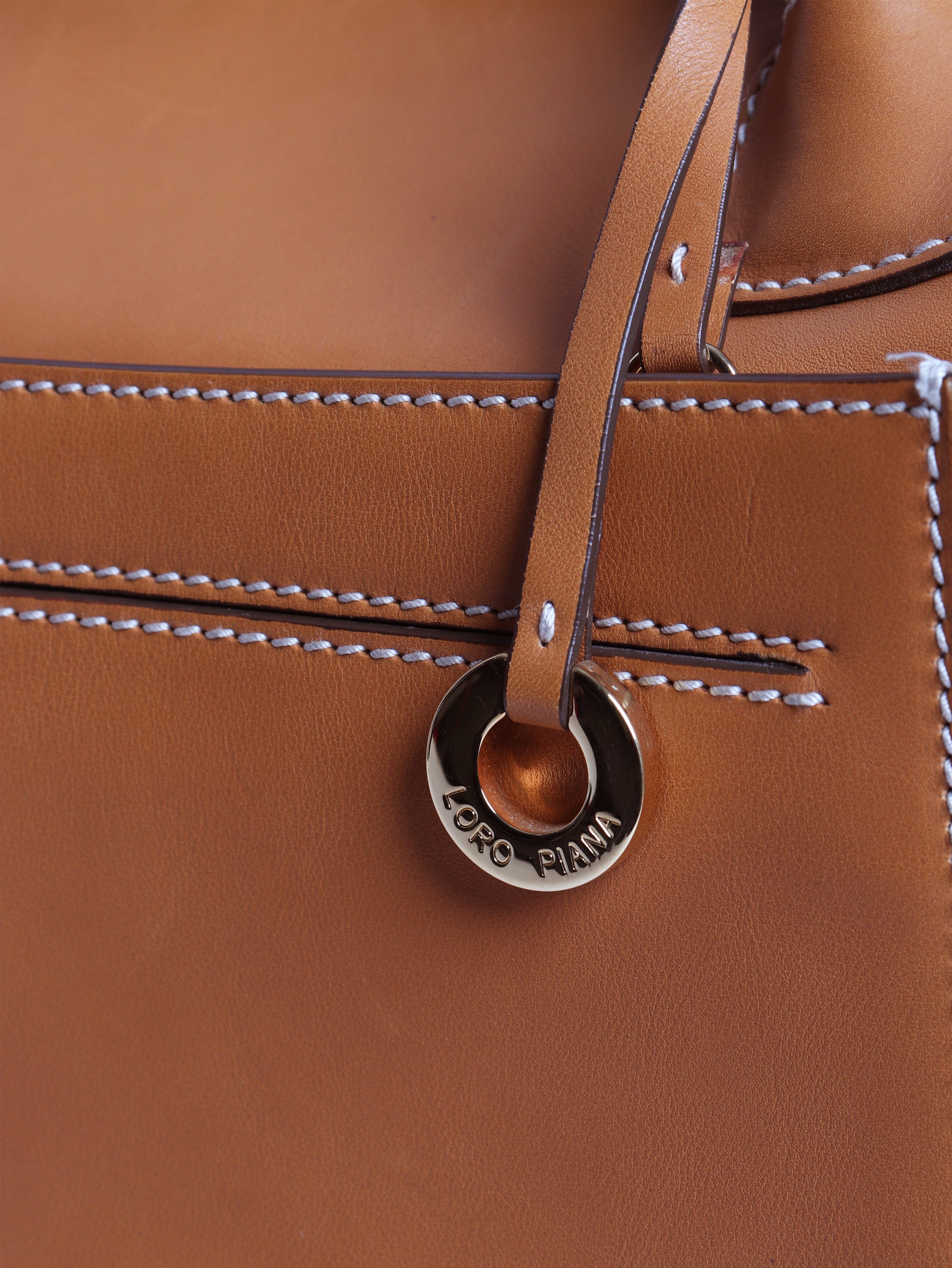 Tan Solitaire leather tote bag Tote Bags Loro Piana 