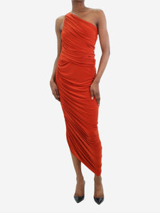 Norma Kamali Red one-shoulder ruched dress - size XS