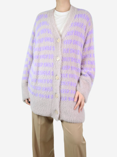 Lilac faux fur striped cardigan - size UK 10 Knitwear Stella McCartney 