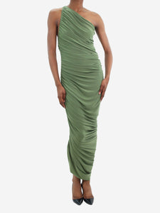 Norma Kamali Green one-shoulder ruched dress - size XS