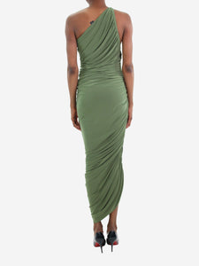 Norma Kamali Green one-shoulder ruched dress - size XS