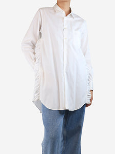BLACK Comme Des Garçons White frill side-seam longline shirt - size S