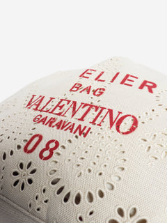Neutral and red Atelier broderie 08 bag