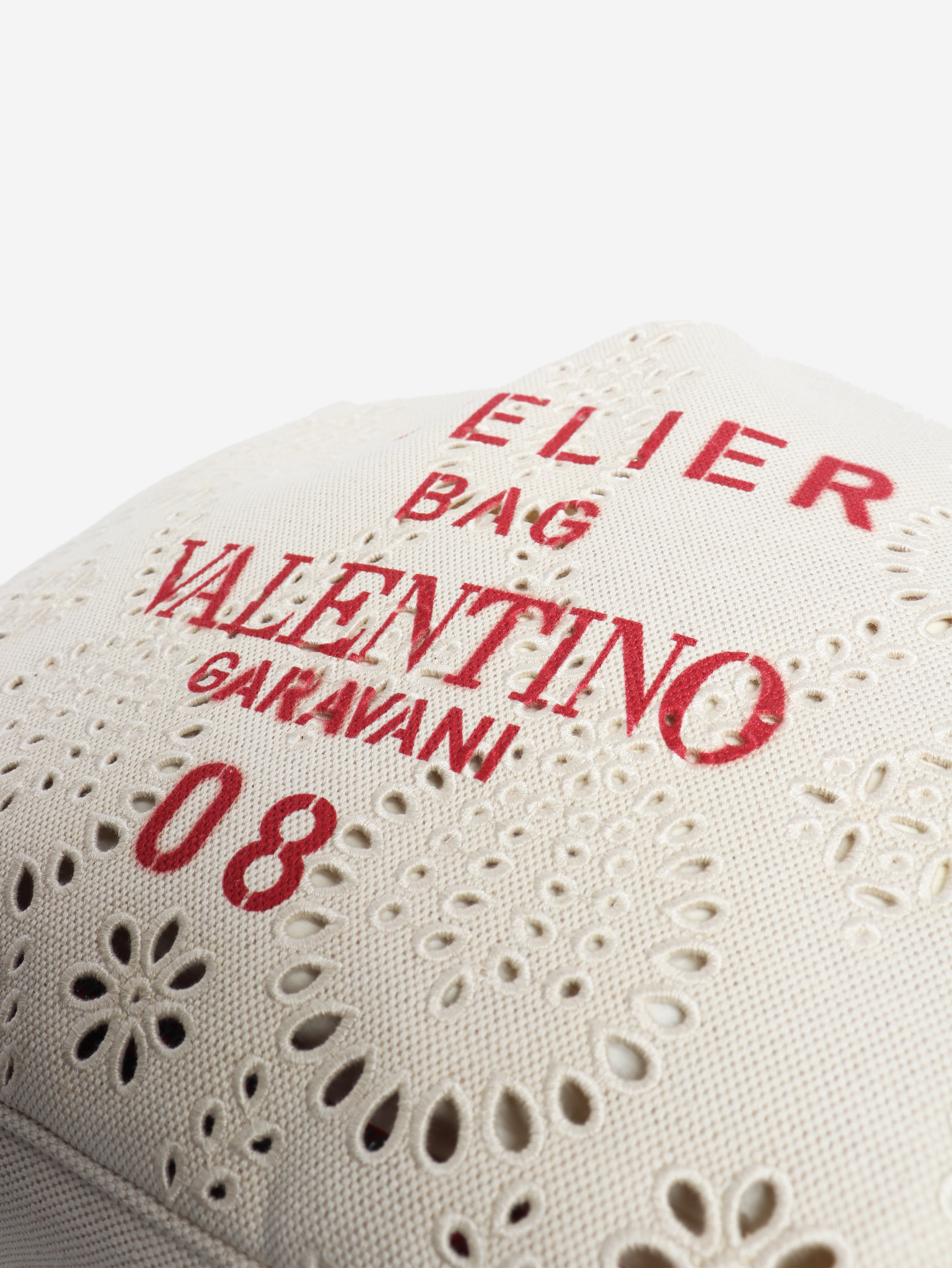 Neutral and red Atelier broderie 08 bag