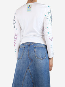 Chopova Lowena White kitty beaded jersey top - size M