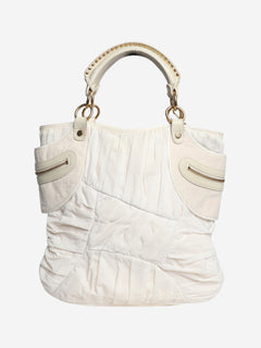 White nylon top handle bag