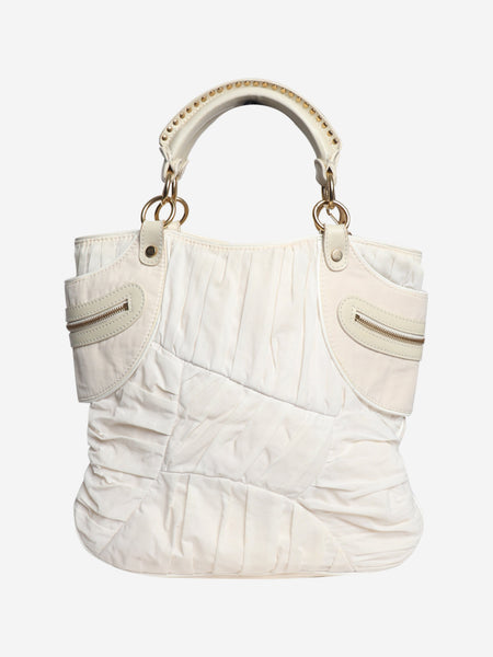 White nylon top handle bag product image