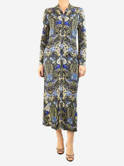 Multicolour floral button-down midi dress - size UK 12 Dresses Etro 
