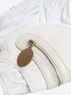 White nylon top handle bag