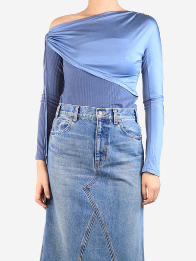 Blue ribbed velour overlay top - size M Tops Sultry Virgin 