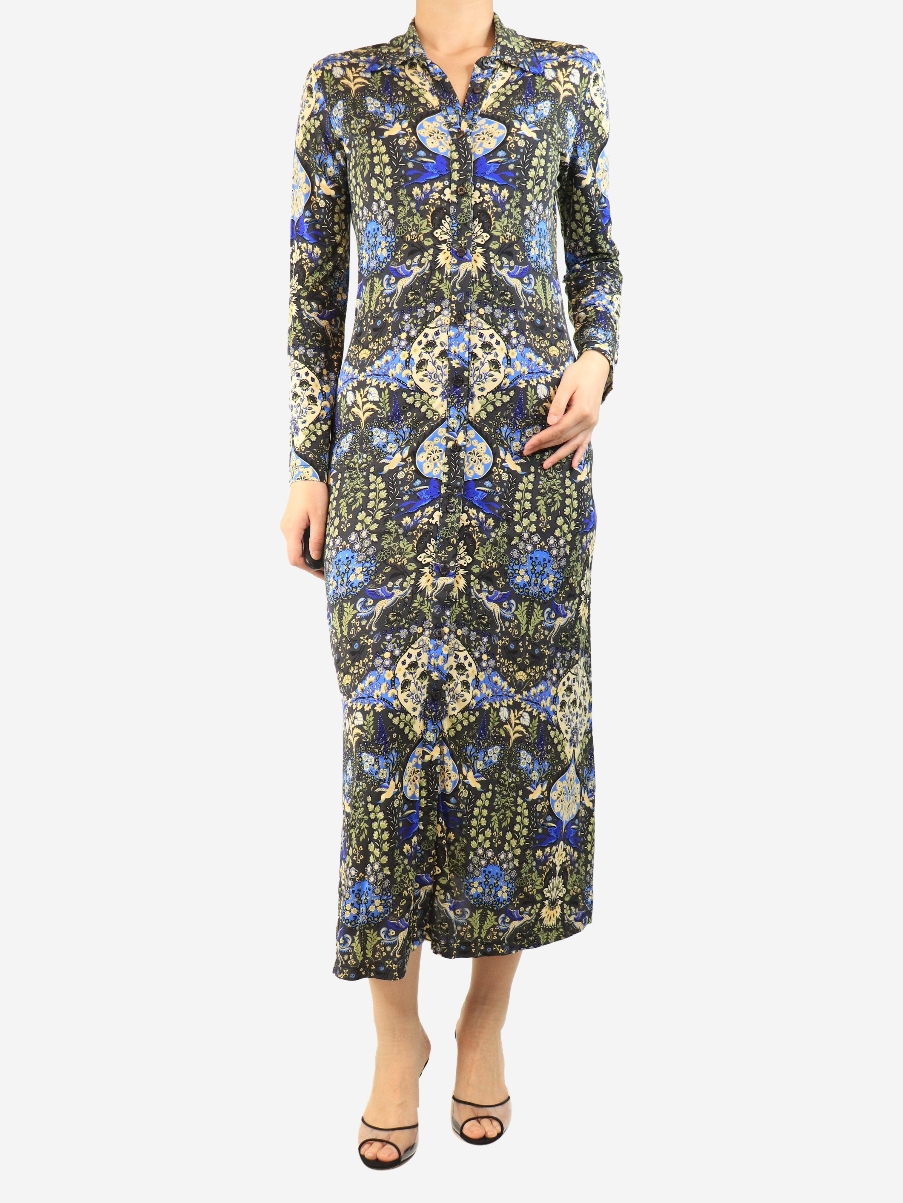 Multicolour floral button-down midi dress - size UK 12 Dresses Etro 