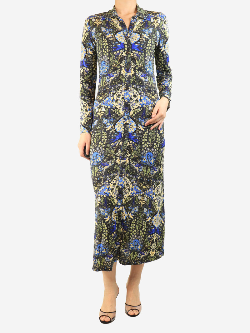 Multicolour floral button-down midi dress - size UK 12 Dresses Etro 