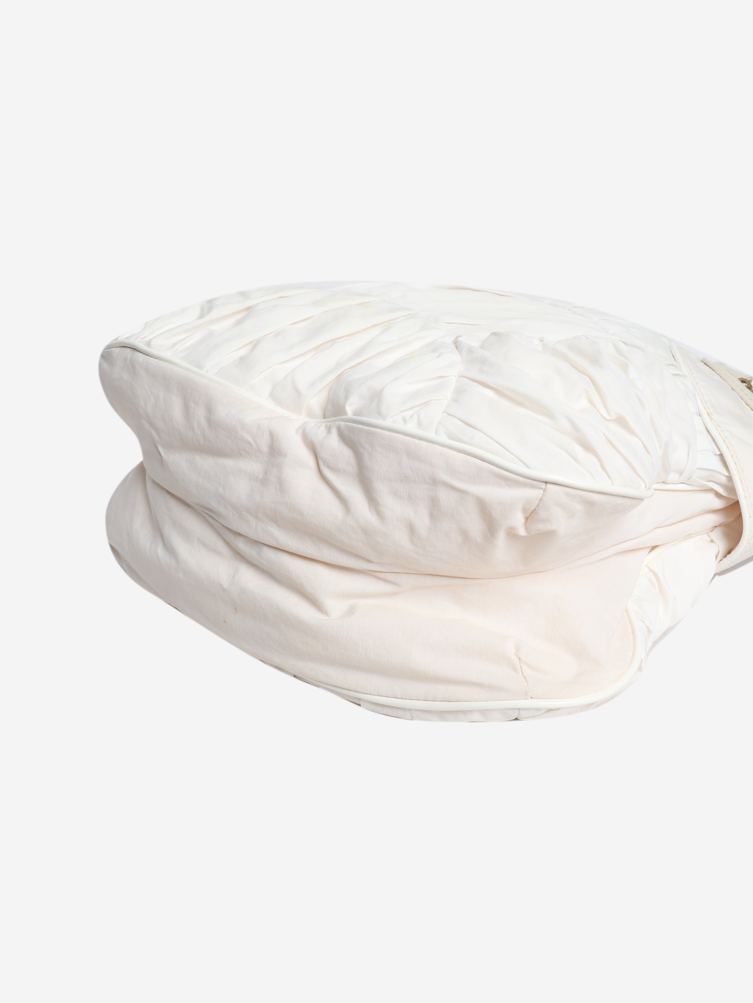 White nylon top handle bag