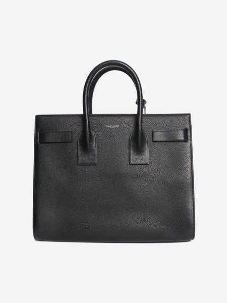 Black grained leather sac de jour bag product image