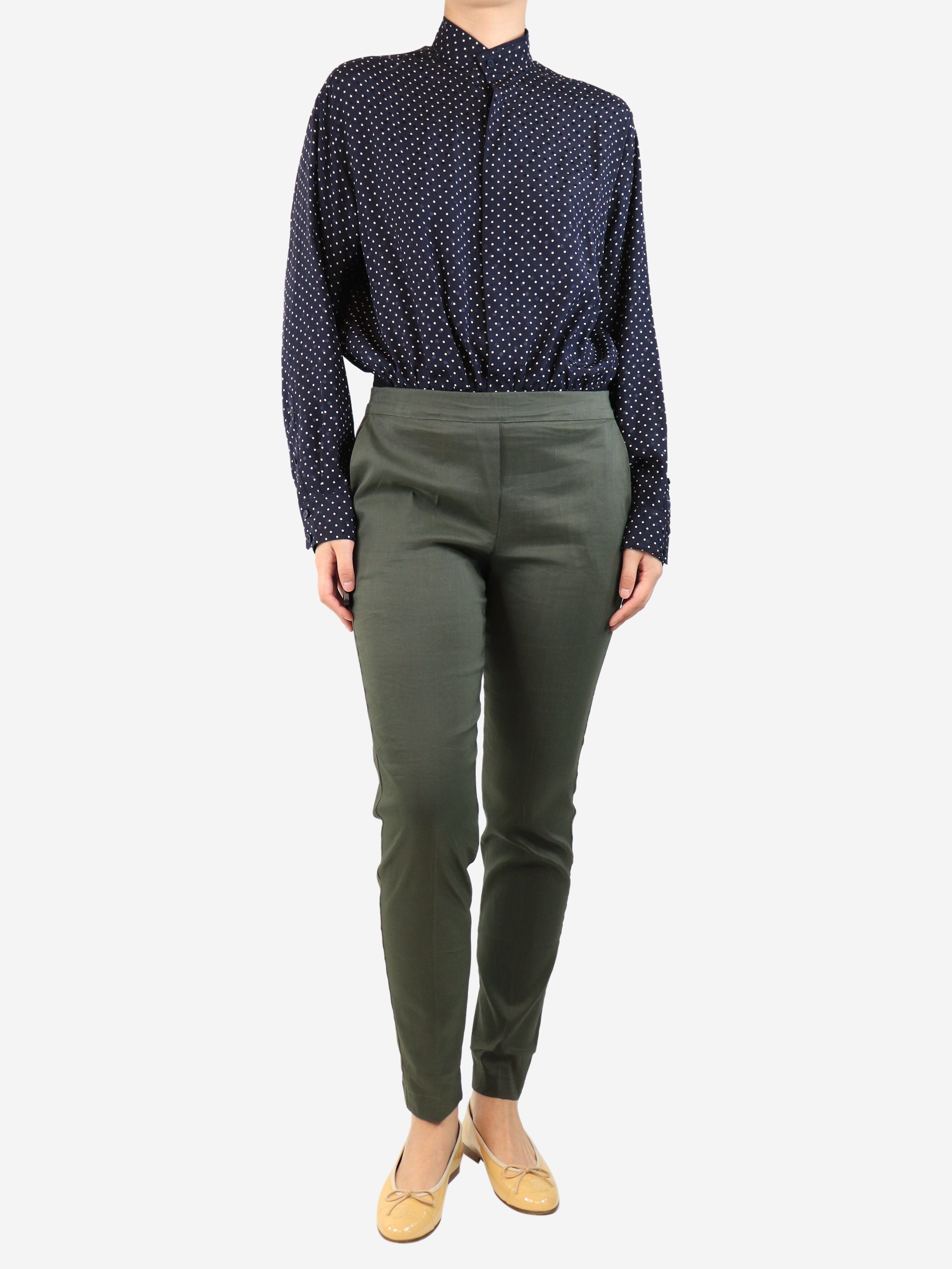 Green elasticated trousers - size UK 10 Trousers D.Exterior 