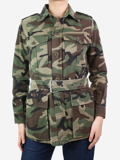 Green camouflage belted military jacket - size S Coats & Jackets Saint Laurent 