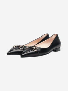 Gucci Black leather Horsebit ballet flats - size EU 37