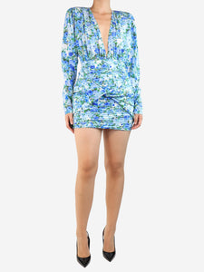 Magda Butrym Blue floral silk mini dress - size UK 10