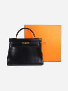 Hermes Black 1994 Kelly 32 bag in Box Calf leather