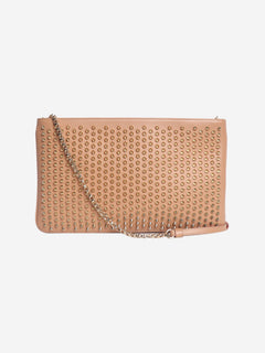 Blush studded leather crossbody bag
