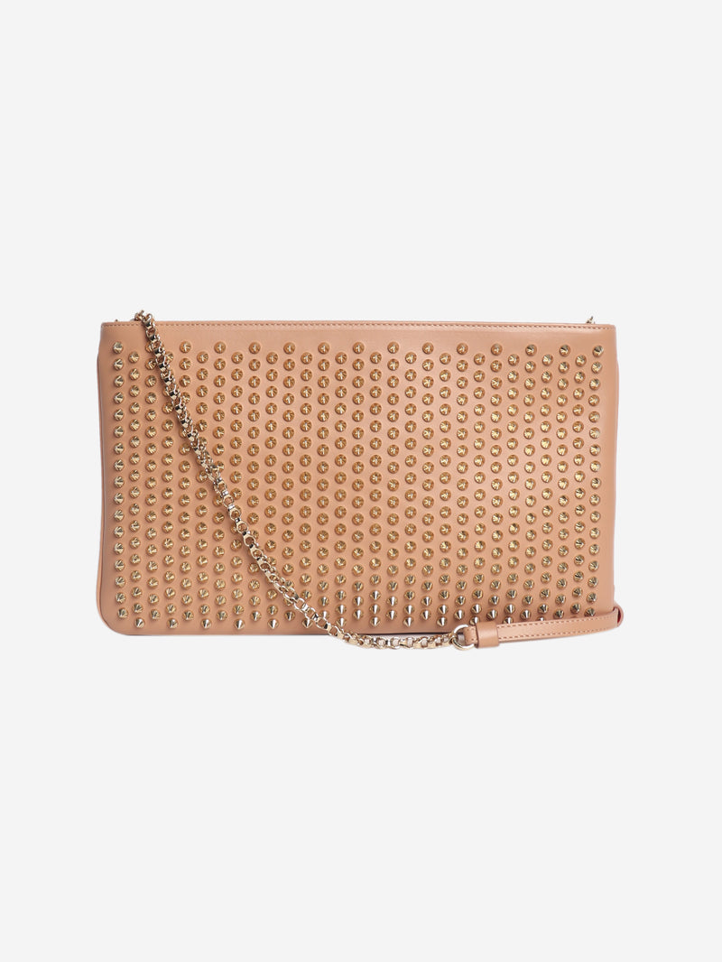 Blush studded leather crossbody bag