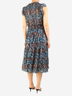 Blue printed lurex midi dress - size UK 14 Dresses Ulla Johnson 