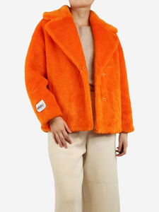 Jakke Orange faux fur cropped jacket - size UK 8