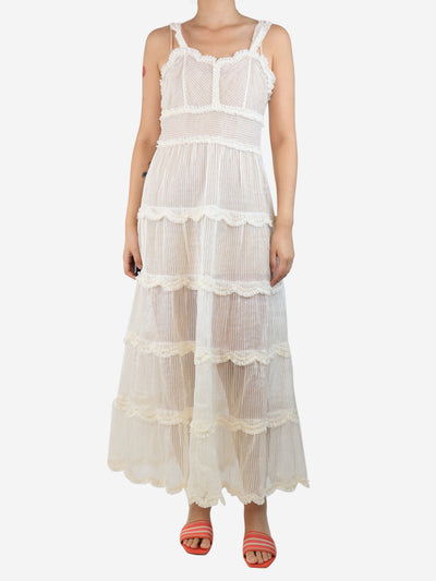 White sleeveless sheer silk dress - size UK 10 Dresses Fendi 
