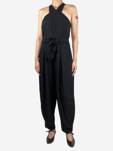 ME+EM Black belted halterneck jumpsuit - size UK 12