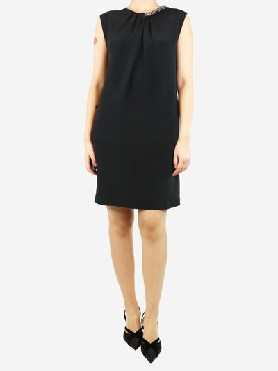 Black crystal collar midi dress - size UK 8