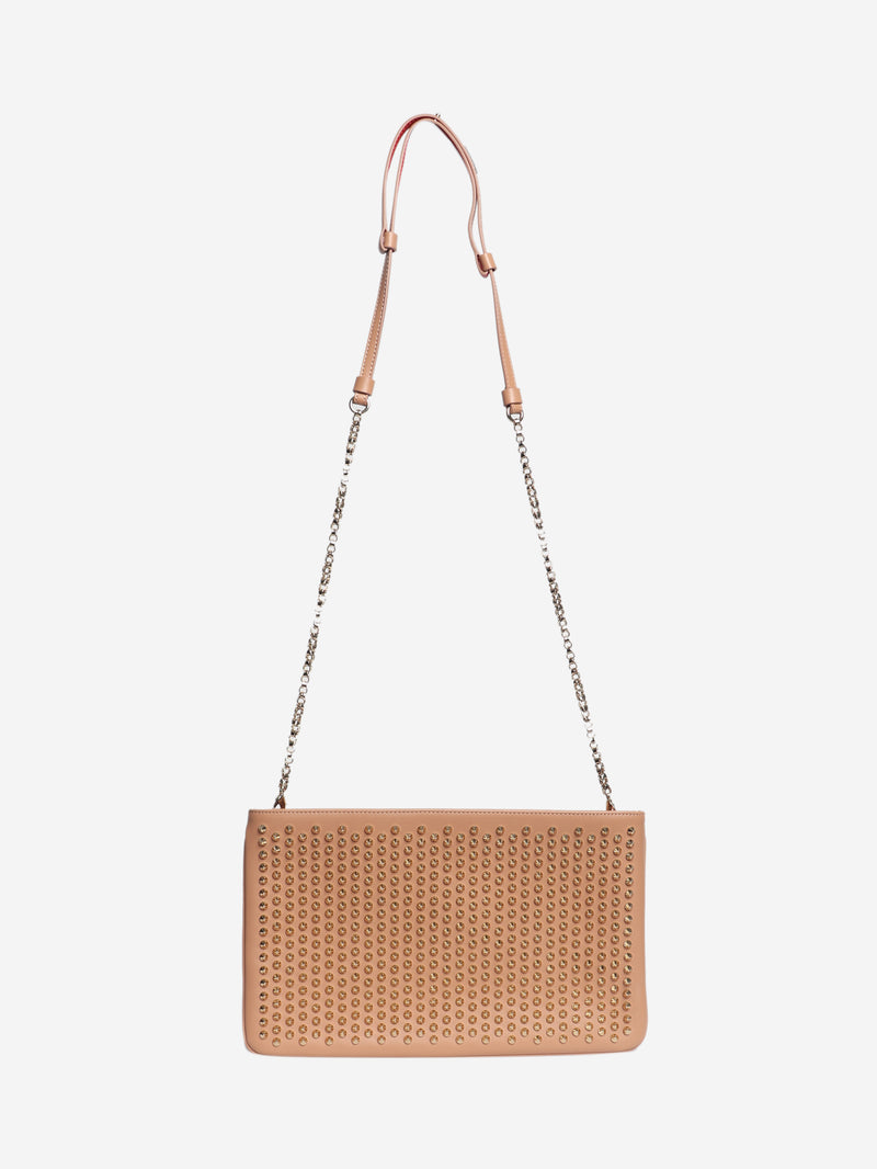 Blush studded leather crossbody bag