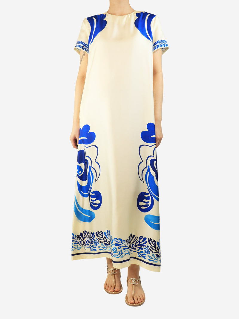 Blue and cream printed swing dress - size L Dresses La Double J 