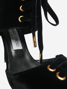 Chanel Black patent CC cut-out ankle boots - size EU 38.5