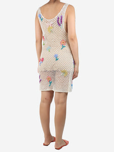 Rose Carmine Neutral crochet slip dress - size UK 10