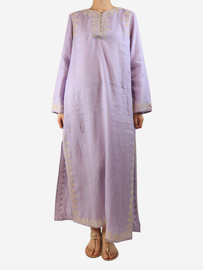 Lilac embroidered linen kaftan - size M Dresses Tory Burch 