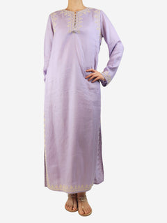 Lilac embroidered linen kaftan - size M Dresses Tory Burch 