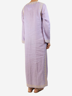 Lilac embroidered linen kaftan - size M Dresses Tory Burch 