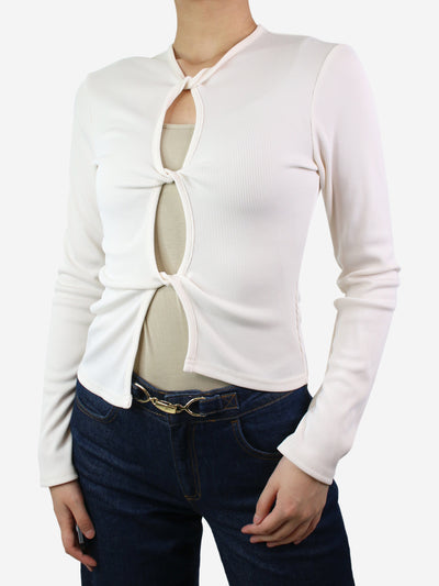 Cream knot cut-out ribbed top - size UK 12 Tops Christopher Esber 