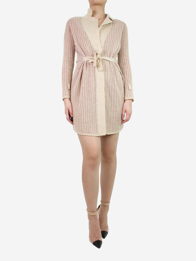 Missoni Cream and pink knitted dress with belt - size UK 6 Dresses Missoni 