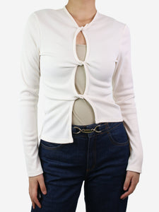 Christopher Esber Cream knot cut-out ribbed top - size UK 12