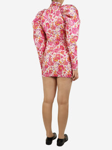 Rotate Birger Christensen Pink floral puff sleeve mini dress - size UK 8