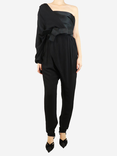 Black one-shoulder belted jumpsuit - size UK 10 Jumpsuits Lanvin 