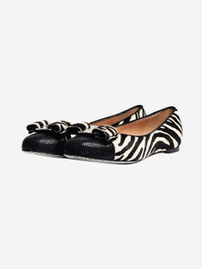 Salvatore Ferragamo Black zebra Carolina pony hair ballet pumps - size EU 36