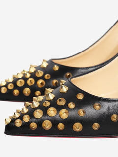 Black studded leather pumps - size EU 39