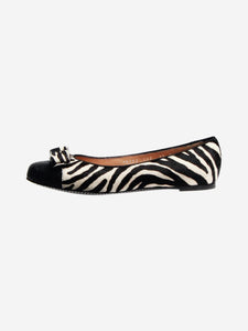 Salvatore Ferragamo Black zebra Carolina pony hair ballet pumps - size EU 36