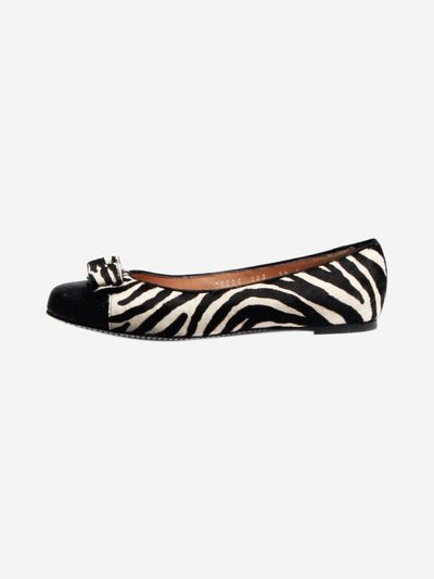 Black zebra Carolina pony hair ballet pumps - size EU 36 Flat Shoes Salvatore Ferragamo 