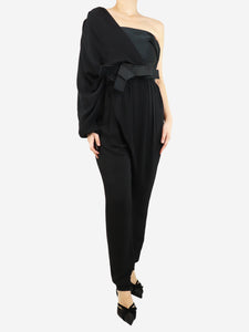 Lanvin Black one-shoulder belted jumpsuit - size UK 10