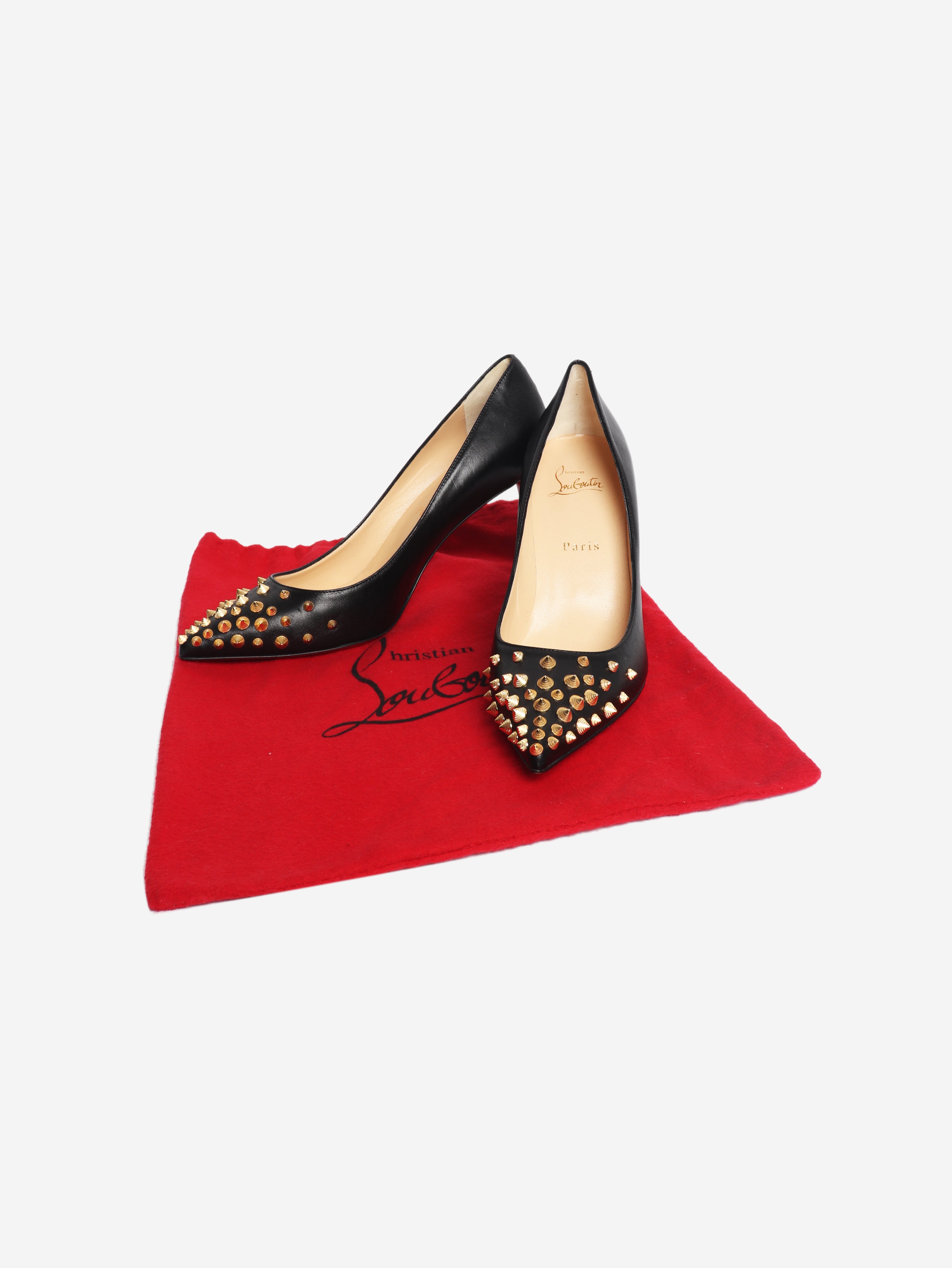 Black studded leather pumps - size EU 39
