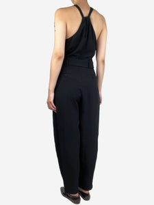 ME+EM Black belted halterneck jumpsuit - size UK 12